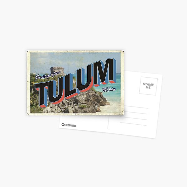 Aperçu de l'œuvre Tulum, Mexique design de carte postale de voyage vintage créée et vendue par blueskysunrise.
