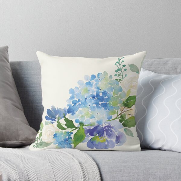 Aperçu de l'œuvre Hortensia aquarelle bleue créée et vendue par junkydotcom.