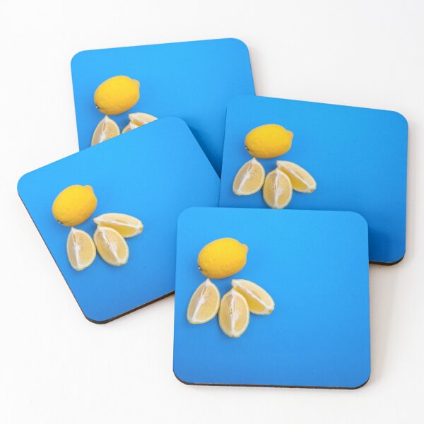 Item preview, Yellow citrus lemons whole and sliced on a bright blue background perfect fruity tart kinda gift  designed and sold by g2rdsmith.