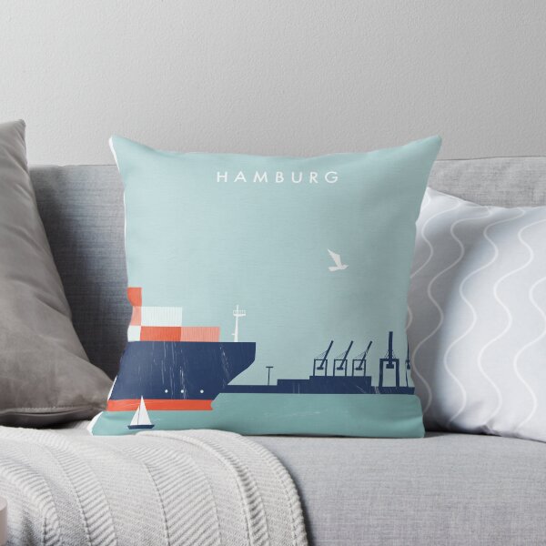 Hamburg Travel Poster Dekokissen