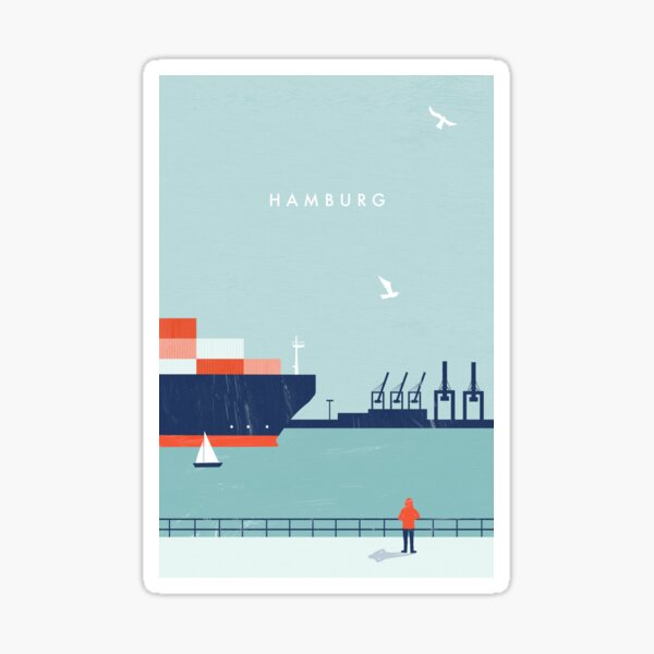 Hamburg Travel Poster Sticker