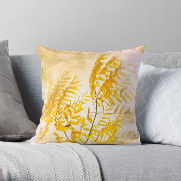 Yellow branch Throw Pillow