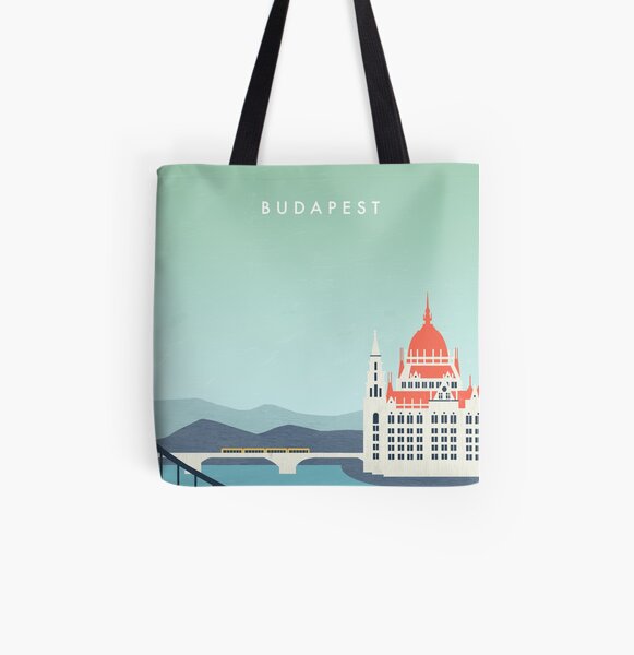 Budapest Travel Poster Allover-Print Tote Bag