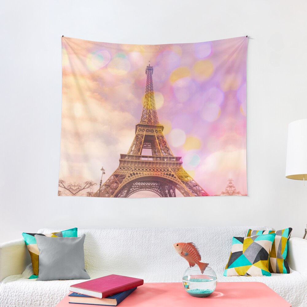 Disover Eiffel Tower Sunset Tapestry