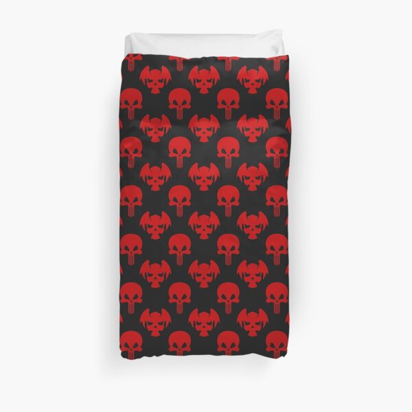 Red and Black Skulls Pattern Duvet Cover