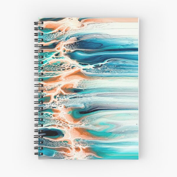 Item preview, Coral, Blue, Teal, and Grey Ocean Inspired Abstract Fluid Art  designed and sold by CrystalCoast.