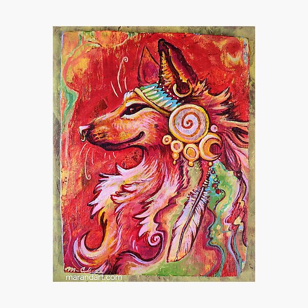 Peace Flow - Wolf Headdress Acrylic Painting Photographic Print