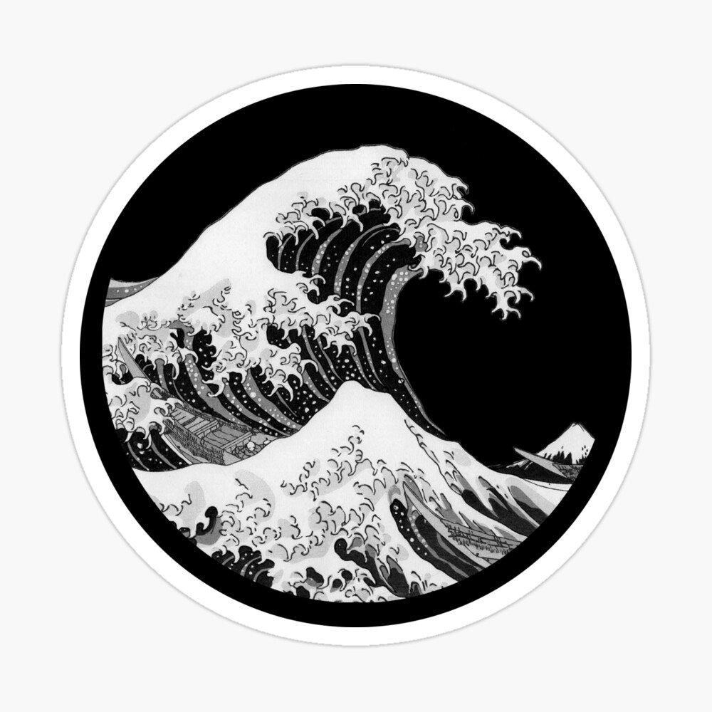 Kanagawa Wave Black Circle Art Board Print By Tylerdesigns Redbubble