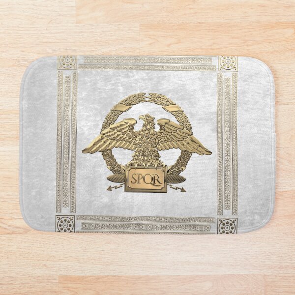 Roman Empire - Gold Roman Imperial Eagle over White Velvet Bath Mat