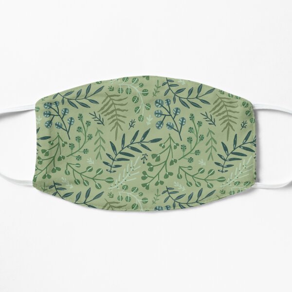 green leaves. leaf. nature. wild floral flowers Flat Mask