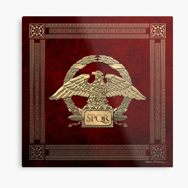Roman Empire - Gold Roman Imperial Eagle over Red Velvet Metal Print