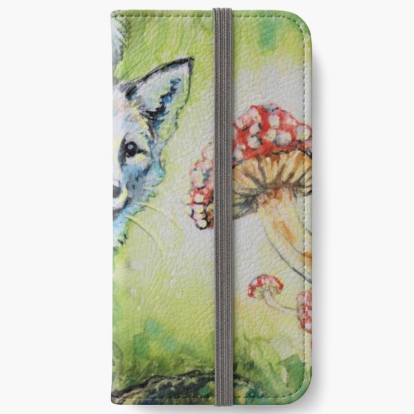 Magical Encounter - Fox and Mushroom Watercolor iPhone Wallet