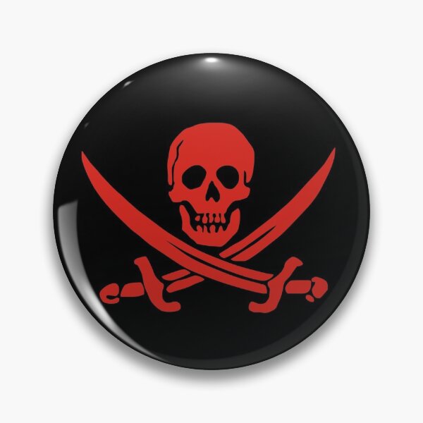 Item preview, Red Calico Jack Pirate Flag Jolly Roger Skull and Bones Graphic designed and sold by SpookshowDesign.