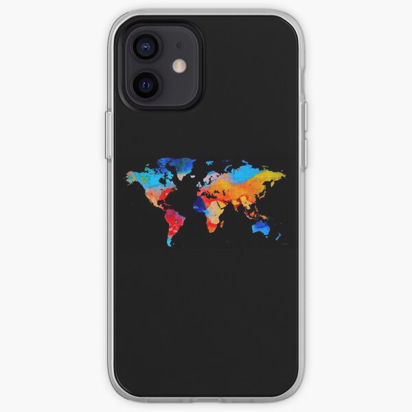 World Map 18 Black Background iPhone Soft Case
