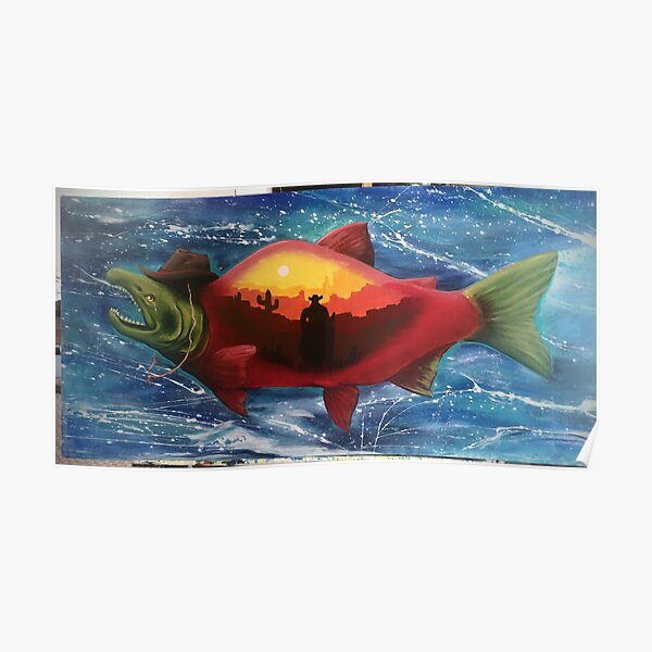 The Weresalmon's Lament - Silly Fish Painting Poster