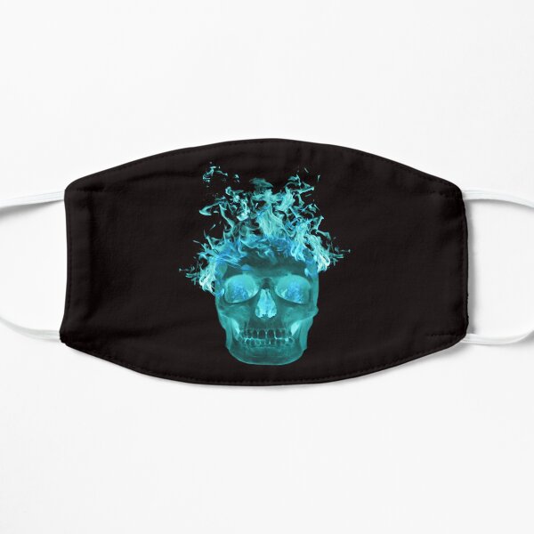 Blue Flame Skull Flat Mask
