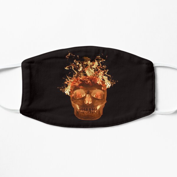 Orange Flame Skull Flat Mask
