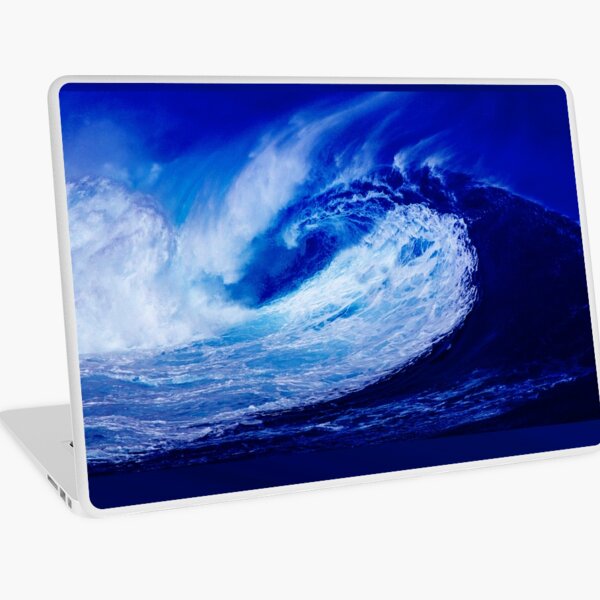Blue Ocean Wave! Face Mask with Ocean Design Laptop Skin