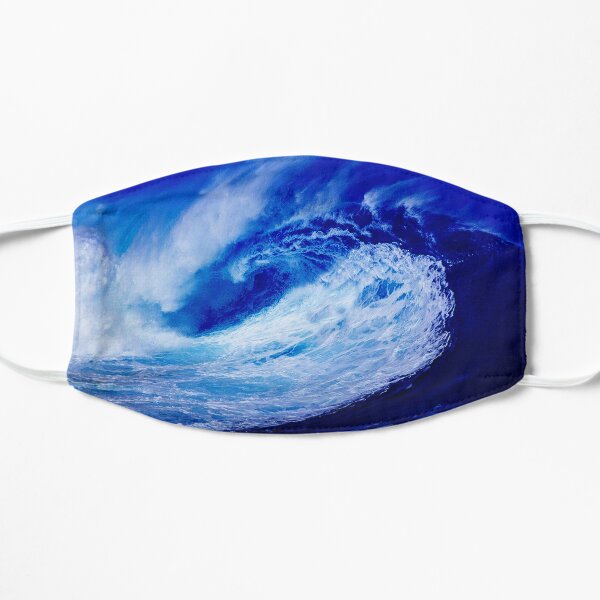 Blue Ocean Wave! Face Mask with Ocean Design Flat Mask