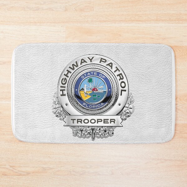 Item preview, Florida Highway Patrol - FHP Trooper Badge over White Leather designed and sold by Serge Averbukh Art Studio.