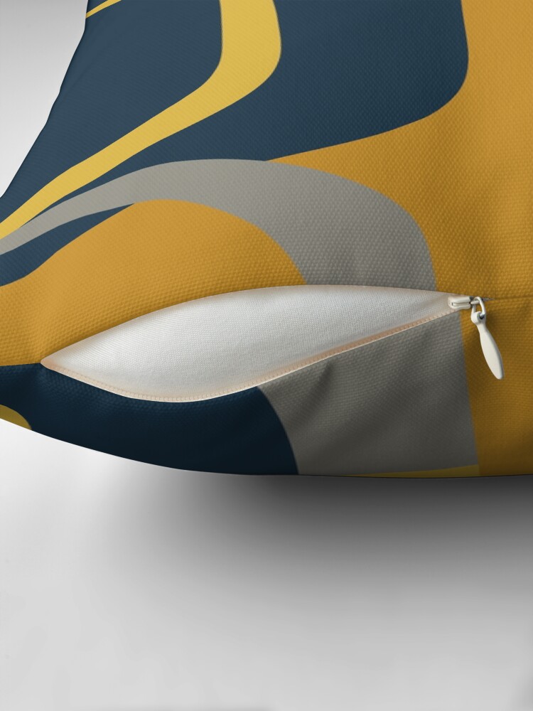 Thumbnail 2 of 4, Pillow, Mid Century Modern Retro Abstract Pattern in Navy Blue, Mustard Yellow, and Gray designed and sold by kierkegaard.