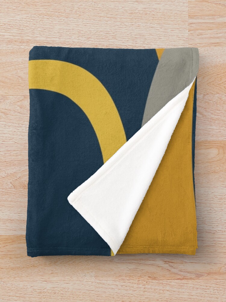 "Mid Century Modern Retro Abstract Pattern in Navy Blue, Mustard Yellow