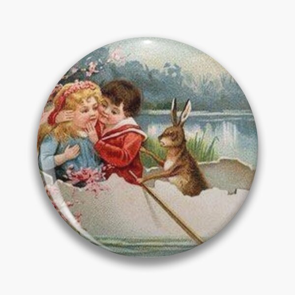 Item preview, Easter Victorian Scene - Children in egg boat with Bunny designed and sold by WigOutlet.