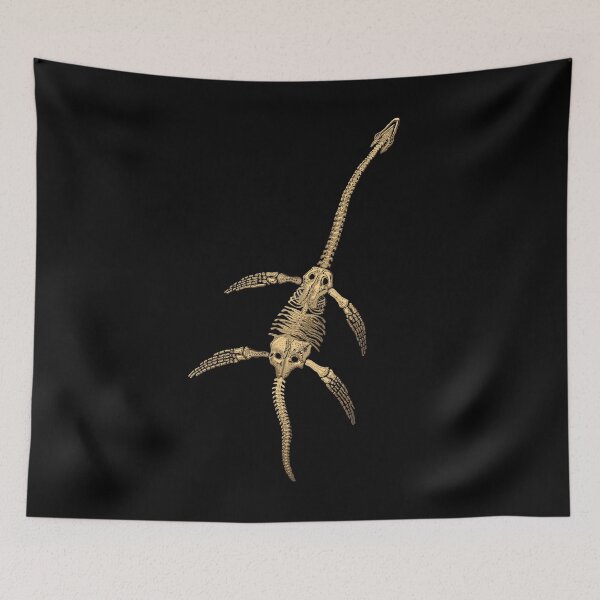 Item preview, Fossil Record - Gold Plesiosaur Fossil on Black Canvas  designed and sold by Serge Averbukh Art Studio.