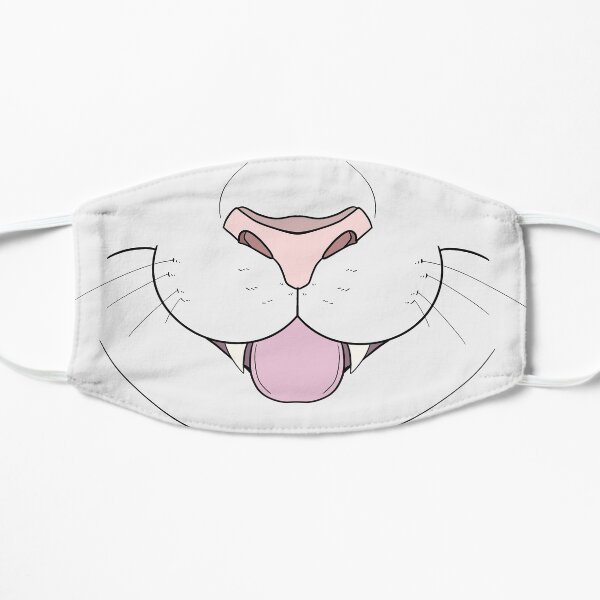 White Cat Face Mask Flat Mask