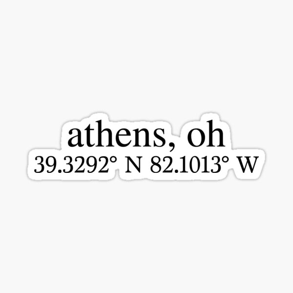 Athens, Ohio Coordinates Sticker
