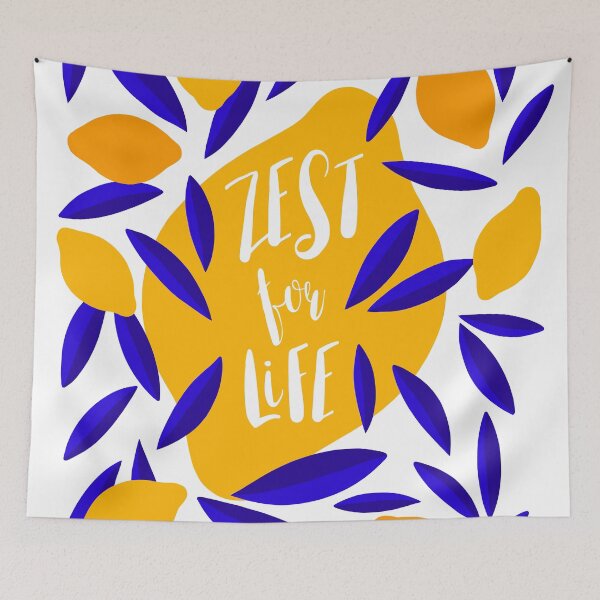 Item preview, 'Zest for Life' Pop Lemon Pattern #blueandyellow #positivity designed and sold by Dominiquevari.