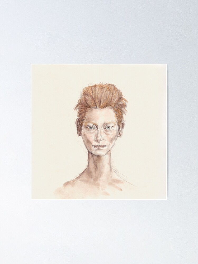 "Tilda Red Head Face Portrait Drawing" Poster for Sale by notsniwart
