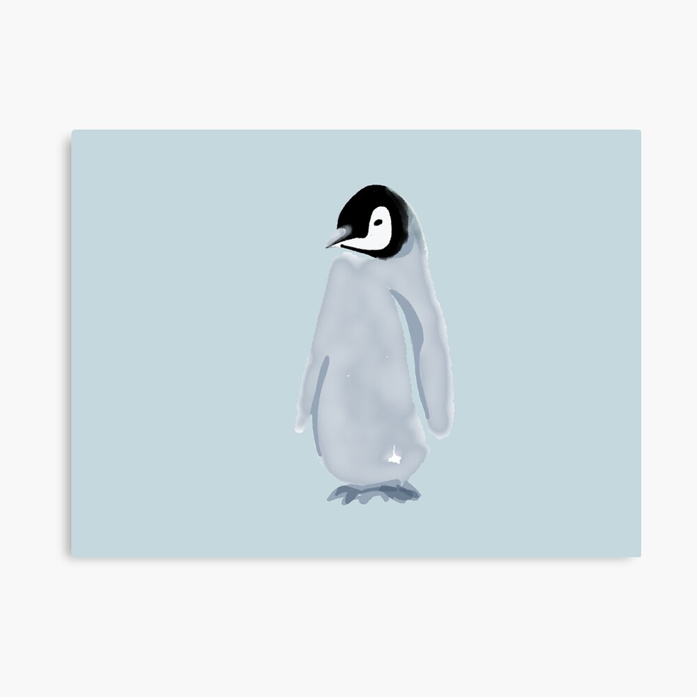 Penguin Baby Penguin Drawing Metal Print By Covostudio Redbubble