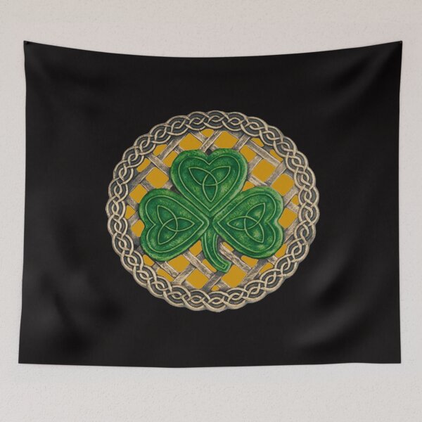 Item preview, Celtic Knot Shamrock Gold Background designed and sold by Atteestude.
