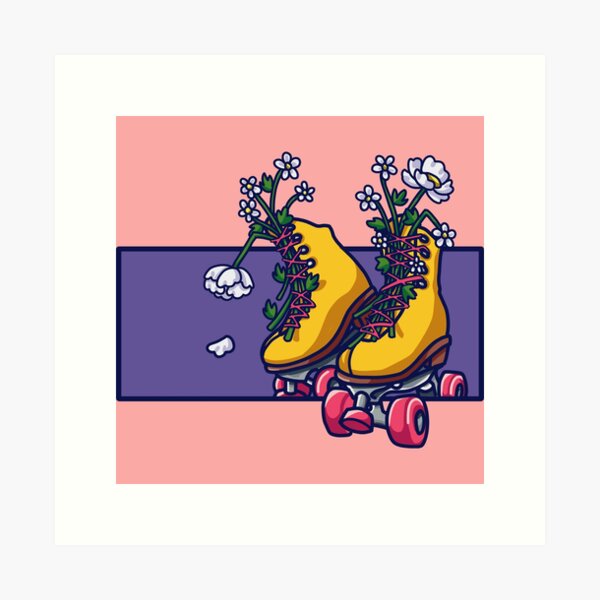 Floral Roller Skates Wall Art Redbubble for Sale 