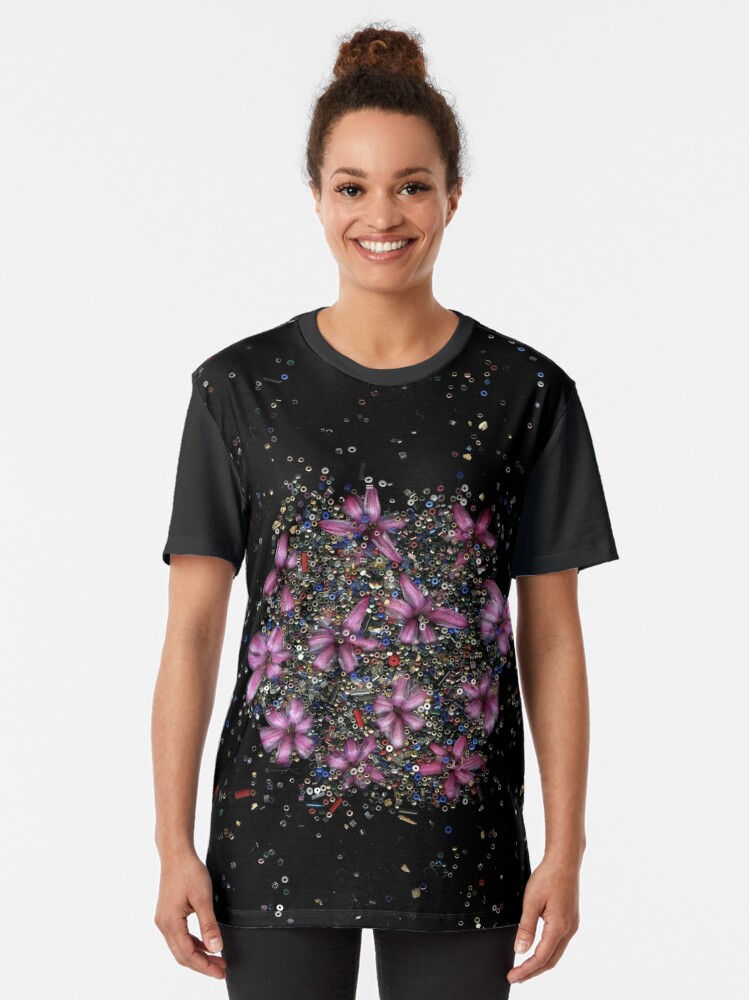 Thumbnail 2 of 5, Graphic T-Shirt, Vivid Colors Dark Floral designed and sold by LindasPhotoArt.