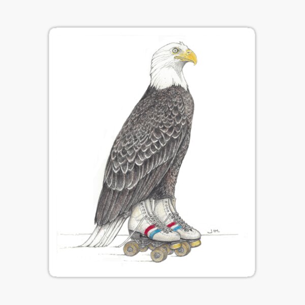 Eagle on roller skates Sticker