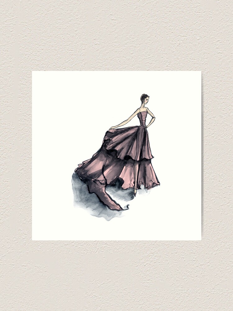 Alternate view of Audrey in Pink Fashion Dress Beautiful Feminine Disco Gown Art Print