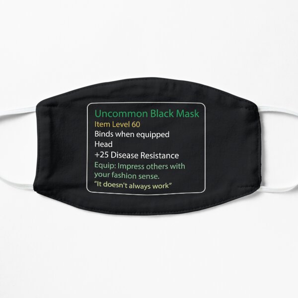 Uncommon Black Mask - Face mask - Gaming Rpg Mascarilla plana