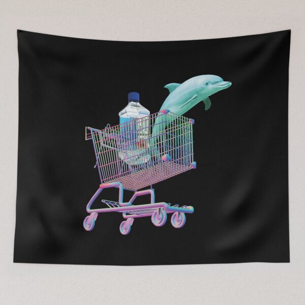Item preview, Vaporwave Shopping cart Fiji water dolphin designed and sold by PiscesVibes.