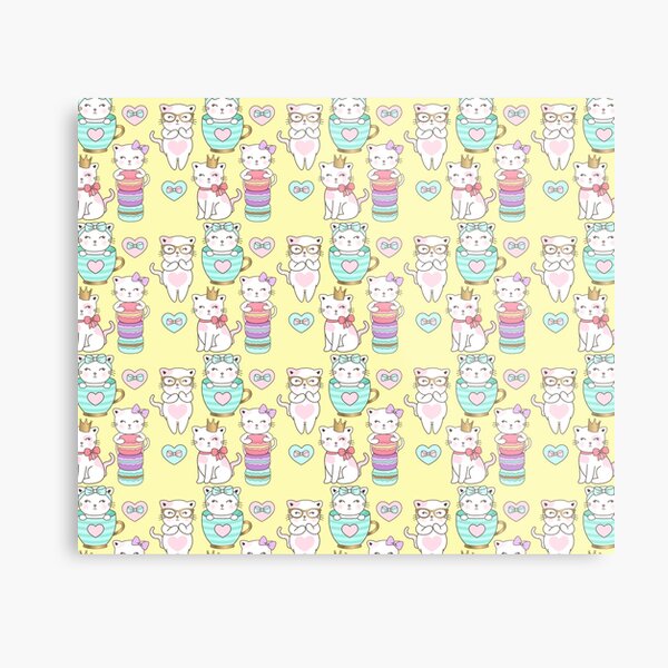 Kitty cat yellow Metal Print