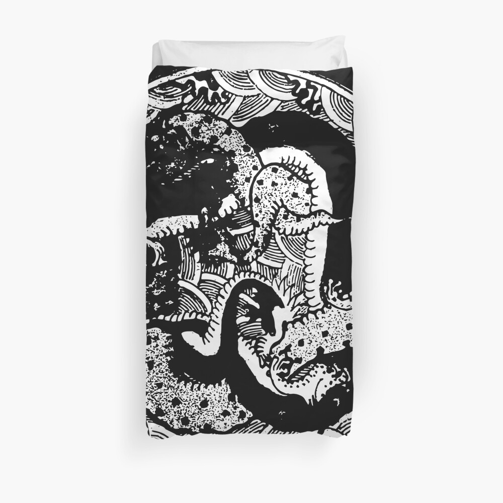 Black and White Graphic Abstract Illustration Duvet Cover