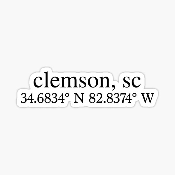 Clemson Coordinates Sticker