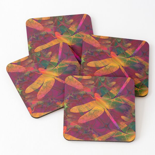 Artikelvorschau, Buntes Libellenmuster Gold Magenta entworfen und verkauft von RootSquare.