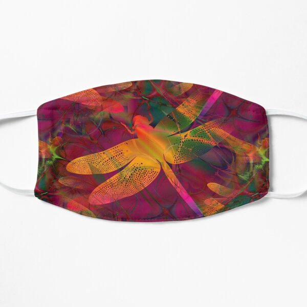 Colorful Dragonfly Pattern Gold Magenta Mask