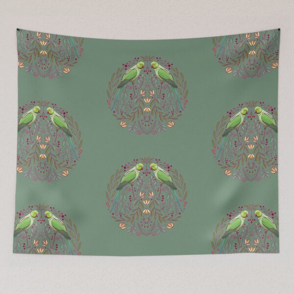 Item preview, Turquoise mirrored parrots designed and sold by Kathy Lecocq.