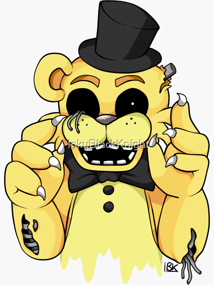 Golden Freddy Fazbear Matte Vinyl Sticker handdrawn 