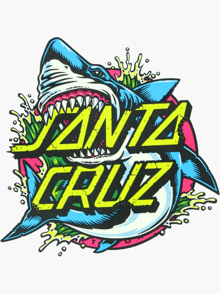 Shark Santa Cruz Sticker by maddiesartworks