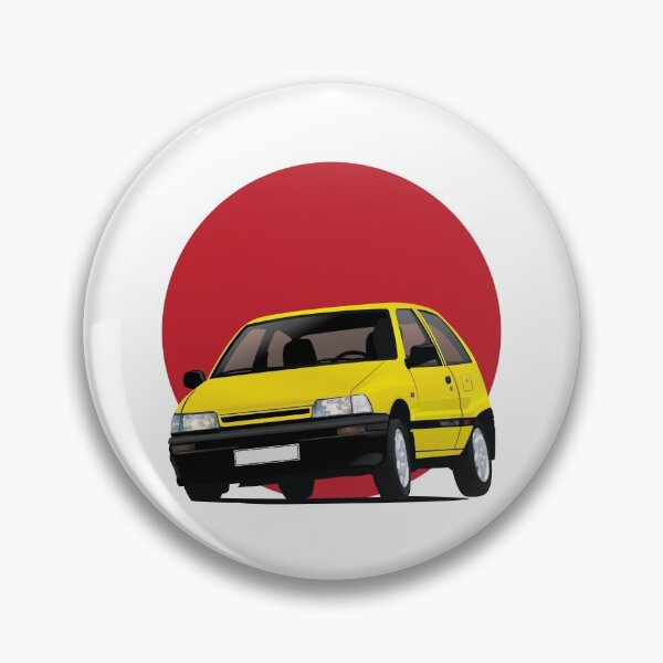 Item preview, Daihatsu Charade GTti illustration with rising sun - yellow designed and sold by knappidesign.