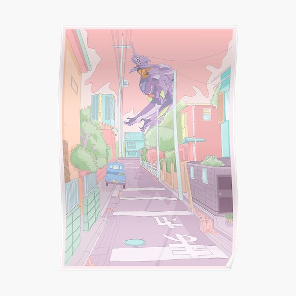 Pastel Neon Genesis Evangelion Poster
